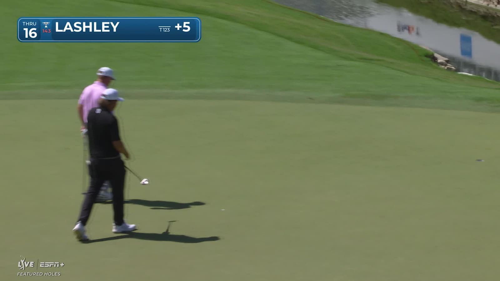 Nate Lashley sinks a 24-foot birdie putt on No. 16 at Charles Schwab