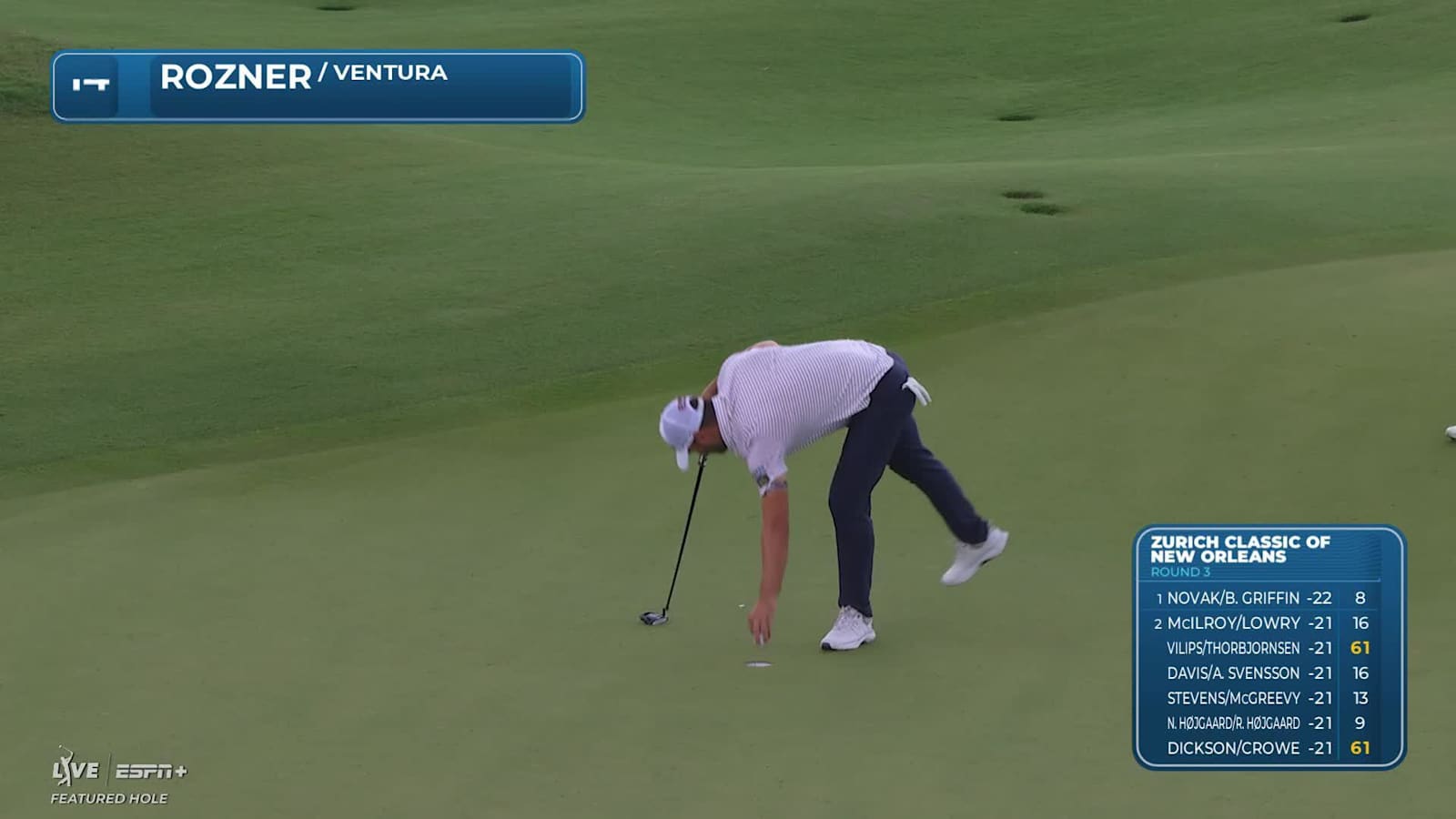 Antoine Rozner nearly aces No. 14 at Zurich Classic