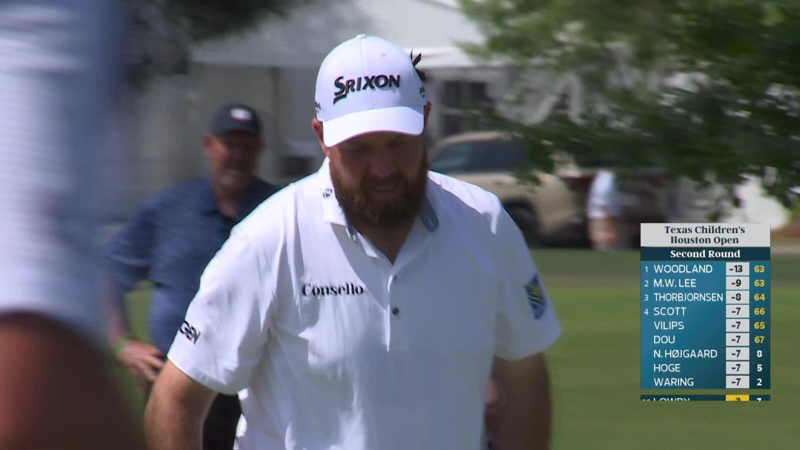 Shane Lowry sinks 14-foot birdie putt on No. 8 at Texas Children's