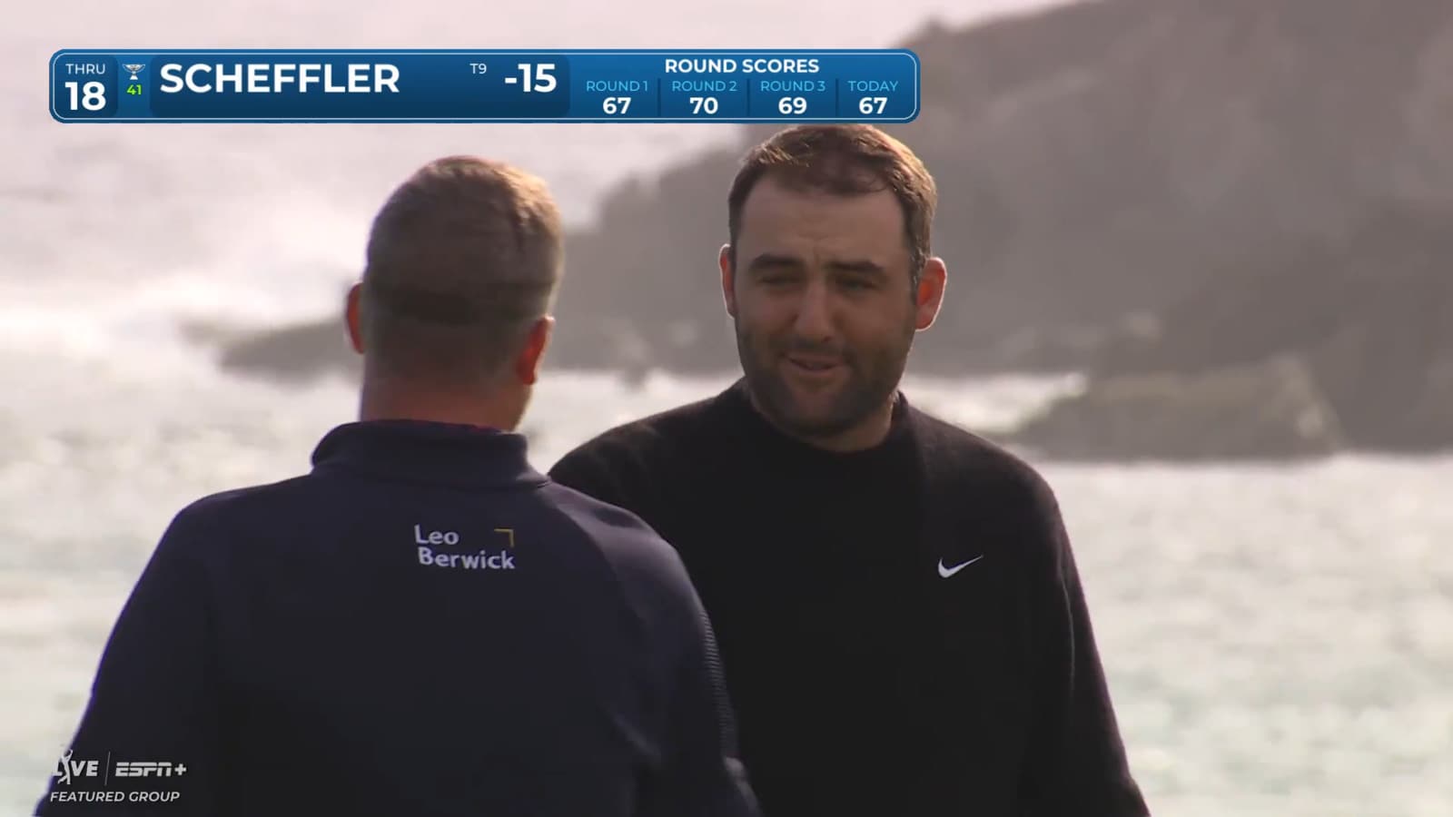 Scottie Scheffler chips it tight to finish with birdie at AT&T Pebble Beach