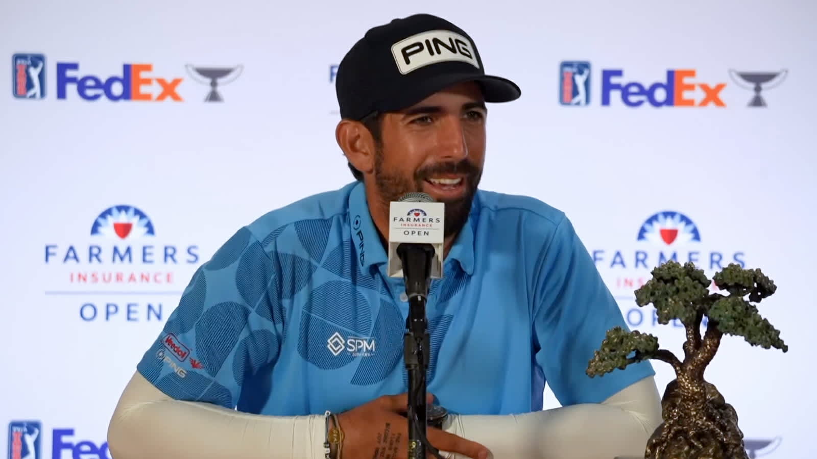 Matthieu Pavon’s news conference after winning Farmers