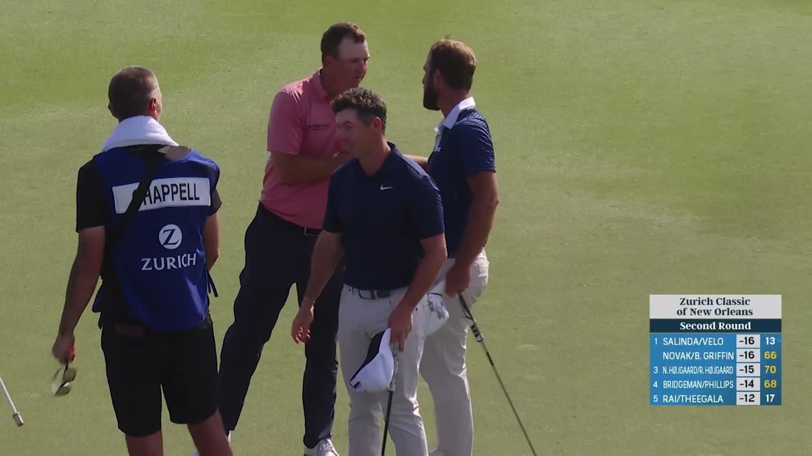 Team Kevin Chappell/Tom Hoge makes birdie on No. 18 at Zurich Classic