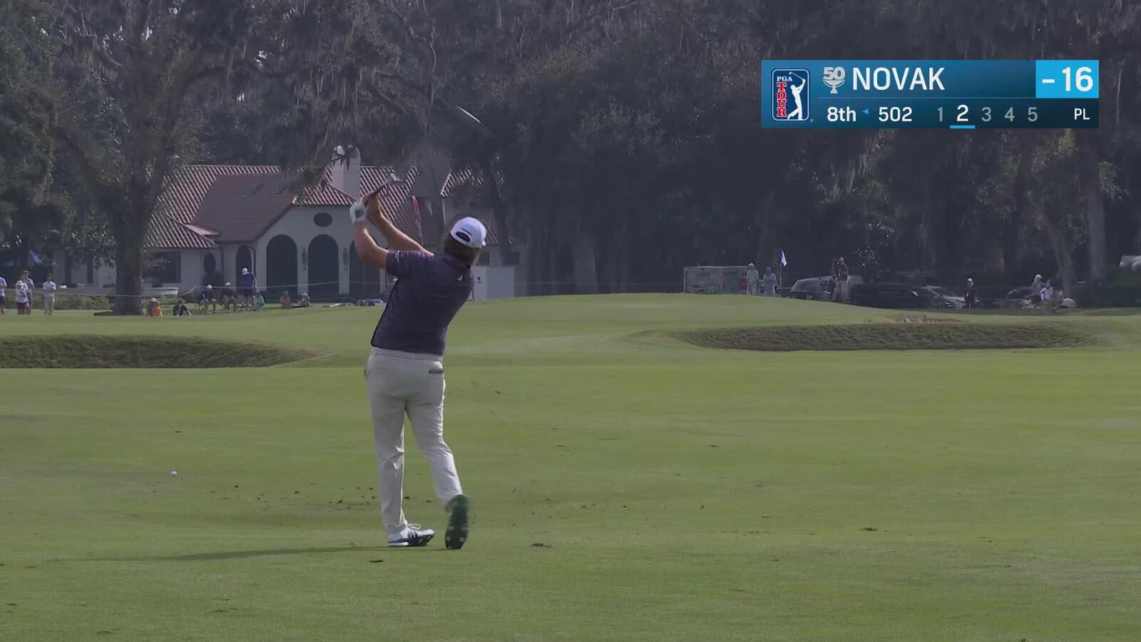 Andrew Novak makes birdie on No. 8 at The RSM Classic