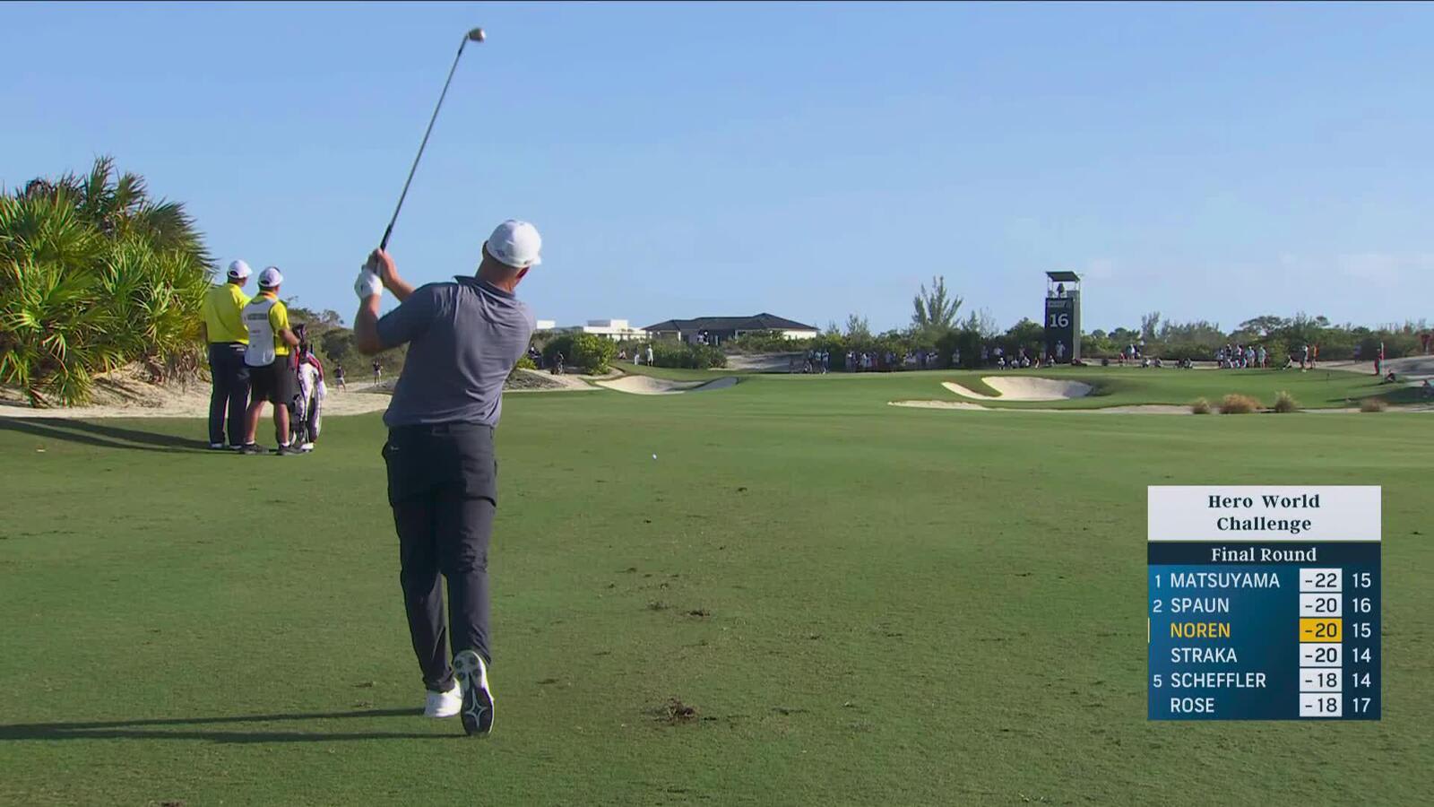 Alex Noren hits 199-yard approach to 19 feet, sets up birdie on No. 16 at Hero World Challenge