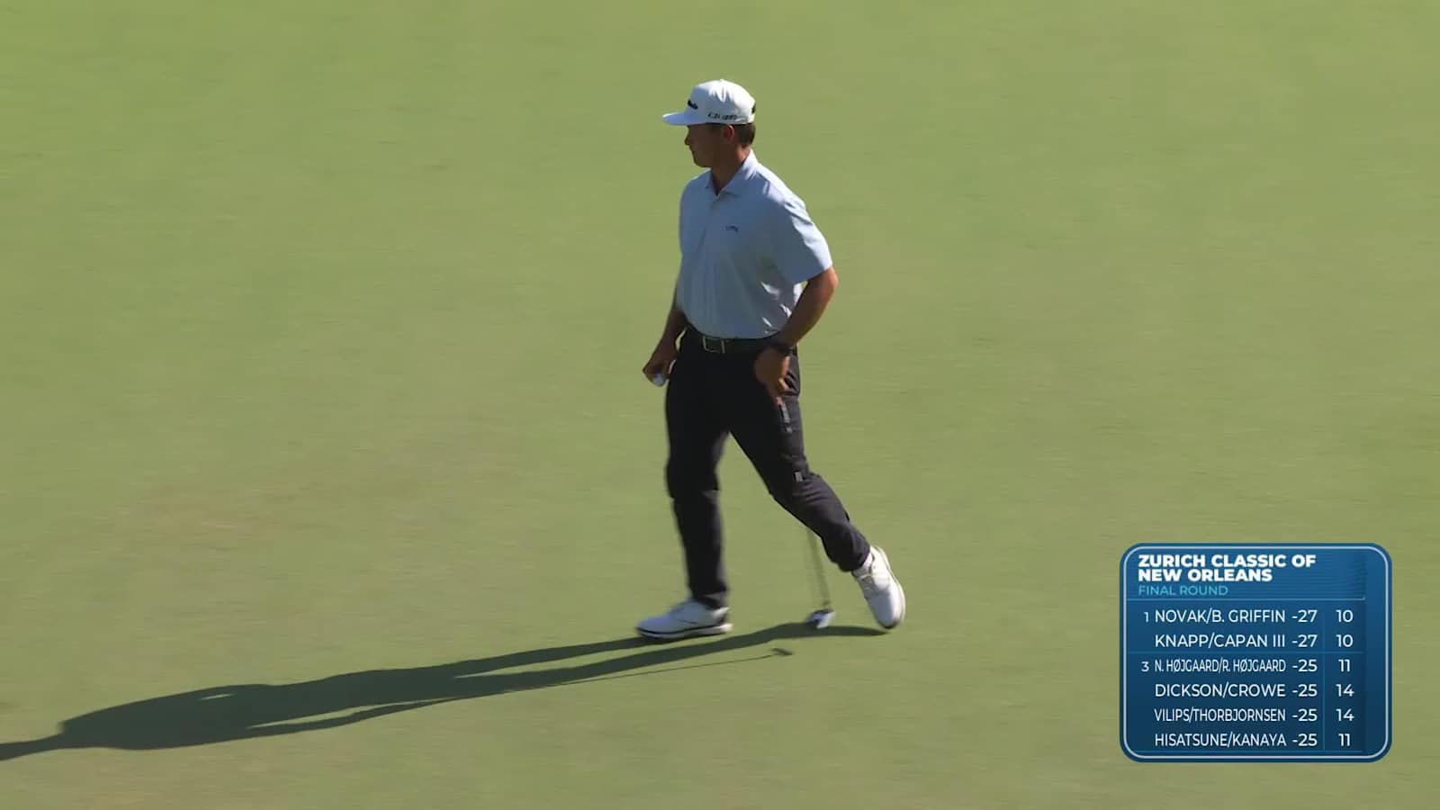 Team Michael Thorbjornsen/Karl Vilips drains putt for back-to-back birdies at Zurich Classic