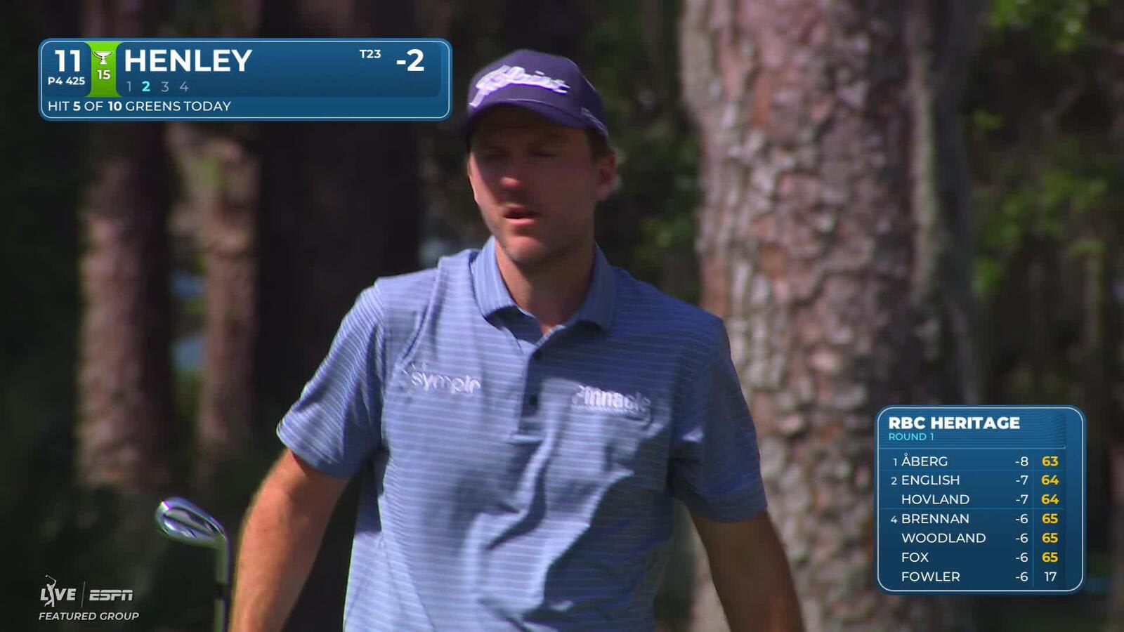 Russell Henley's 154-yard approach sets up birdie on No. 11 at RBC Heritage