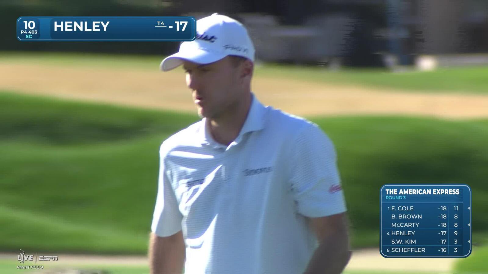 Russell Henley hits 119-yard approach to 4 feet, sets up birdie on No. 10 at The American Express