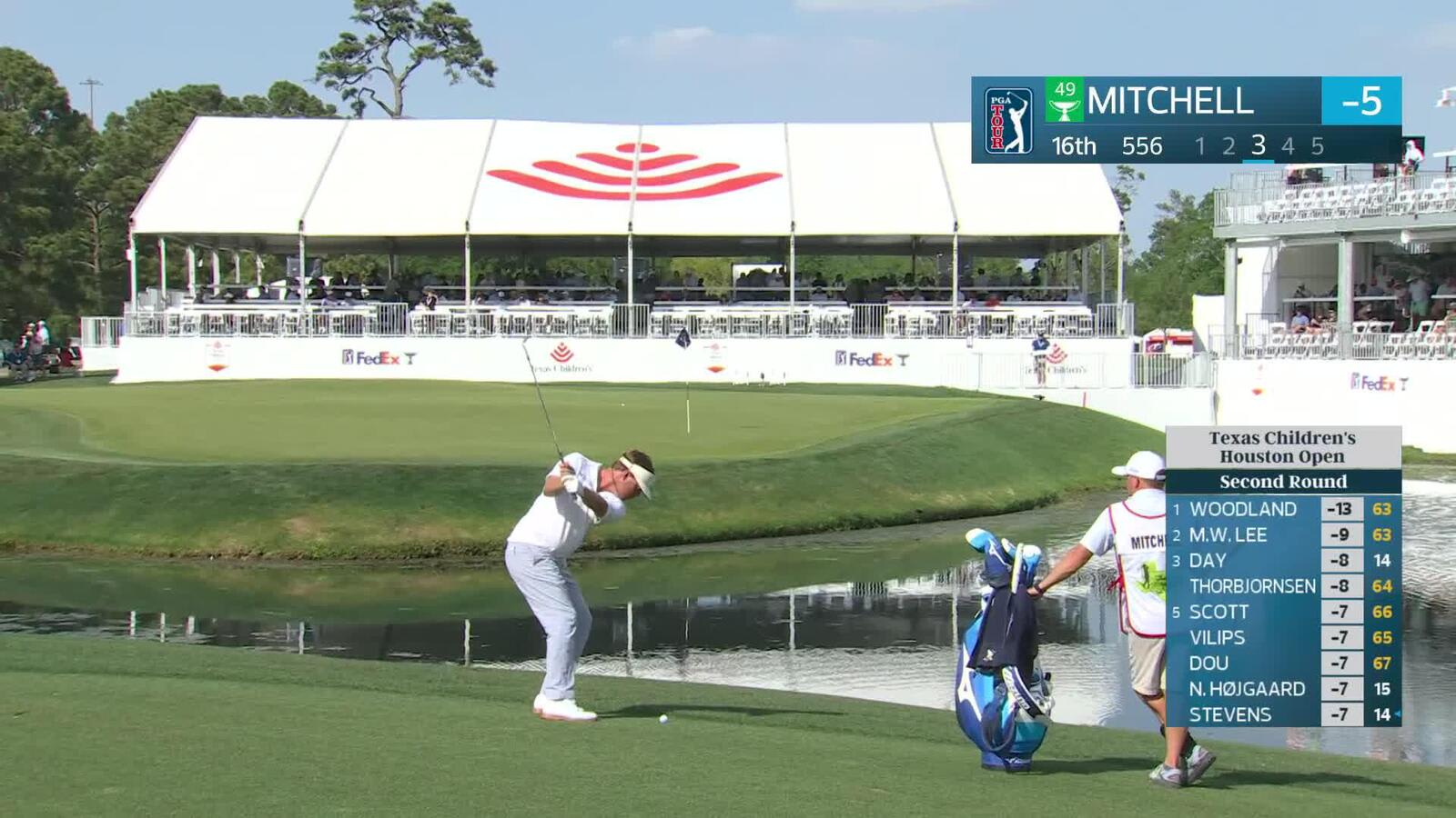 Keith Mitchell sinks 10-foot birdie putt on No. 16 at Texas Children's