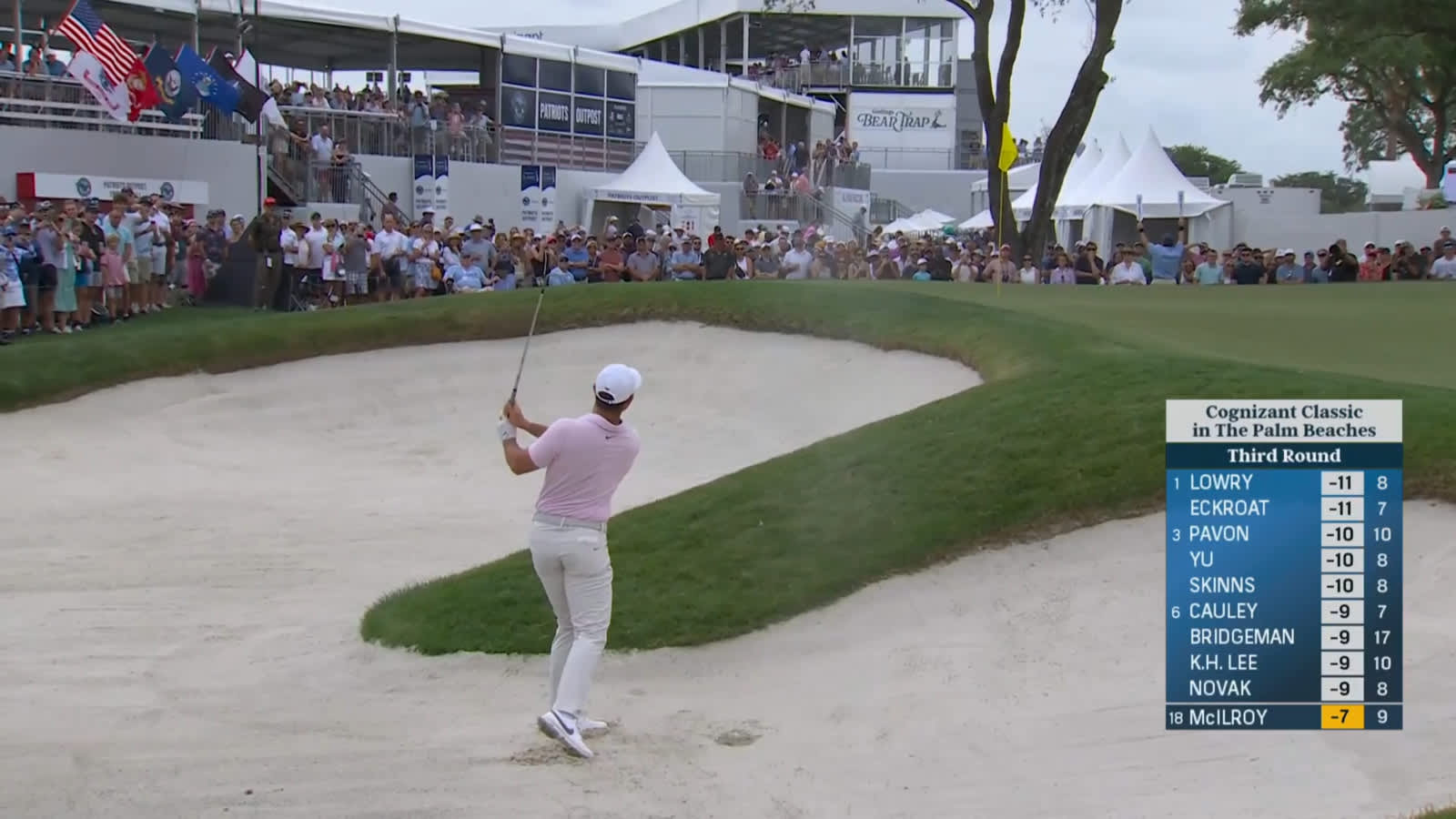 Rory McIlroy gets up-and-down from the sand to make birdie at Cognizant Classic