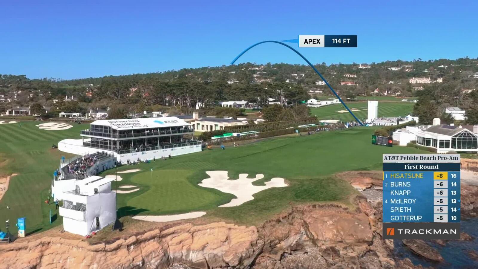 Ryo Hisatsune sinks 16-foot birdie putt on No. 17 at AT&T Pebble Beach