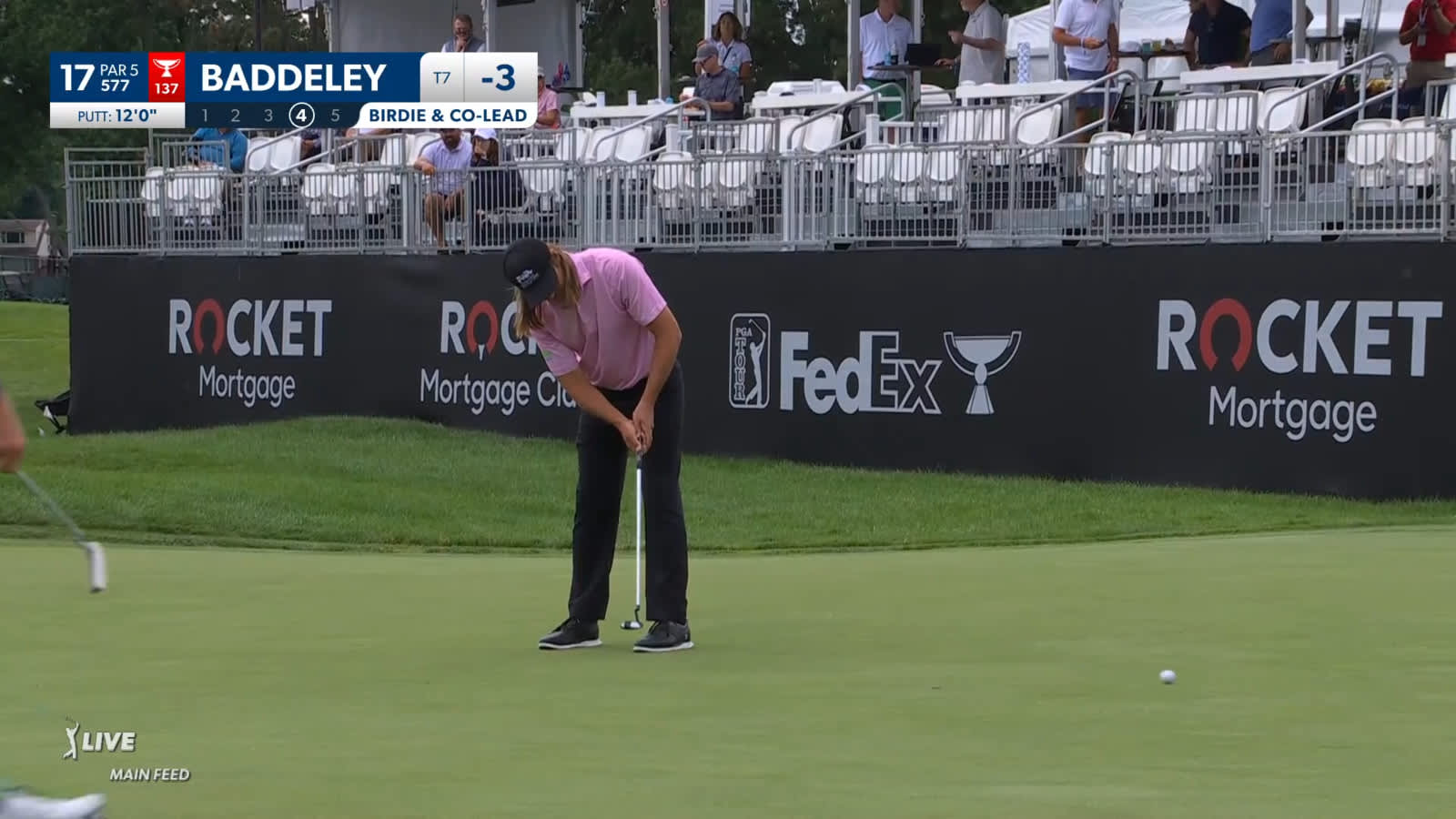 Aaron Baddeley makes third-straight birdie on No. 17 at Rocket Mortgage