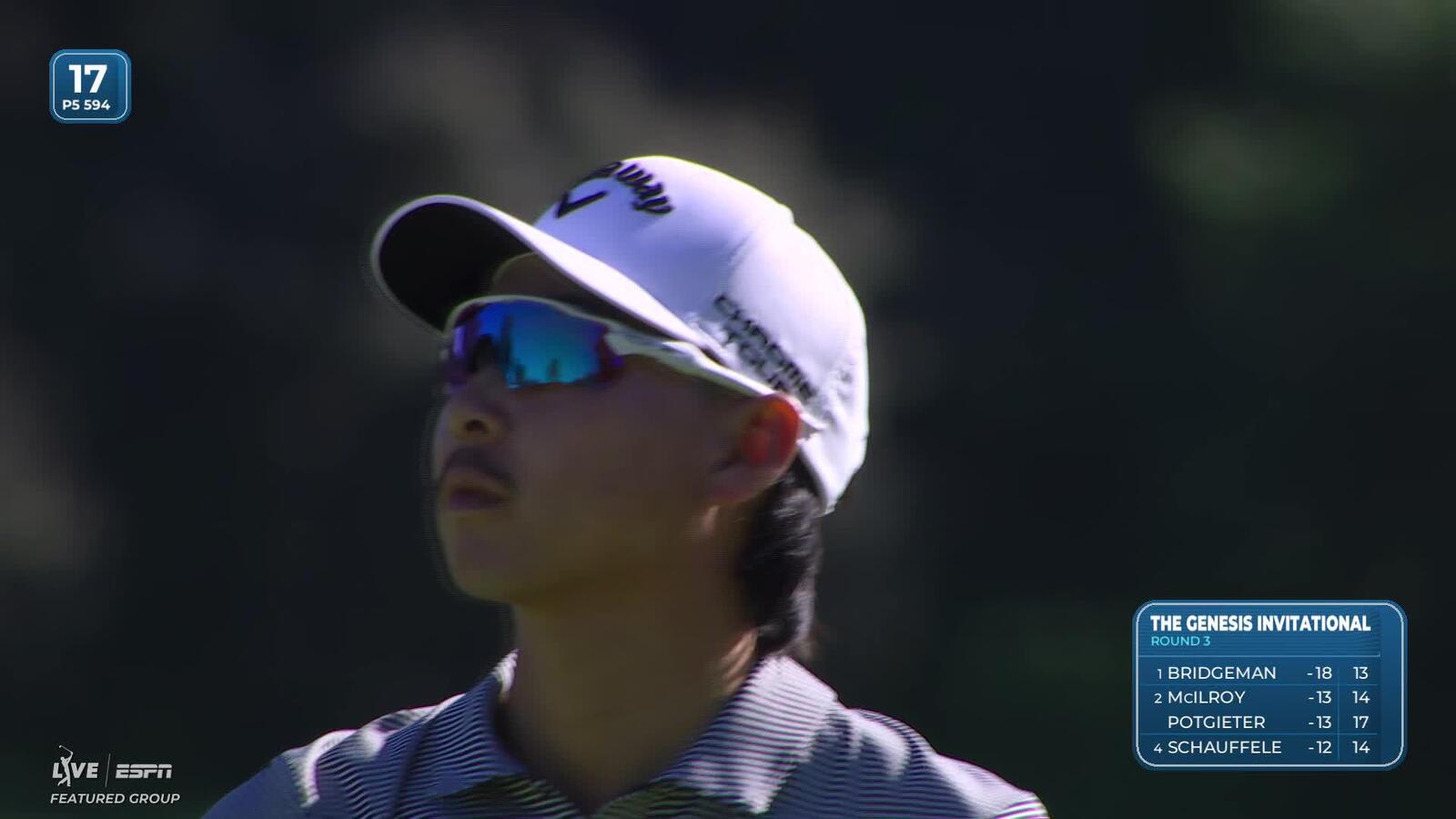 Min Woo Lee sinks 7-foot birdie putt on No. 17 at The Genesis