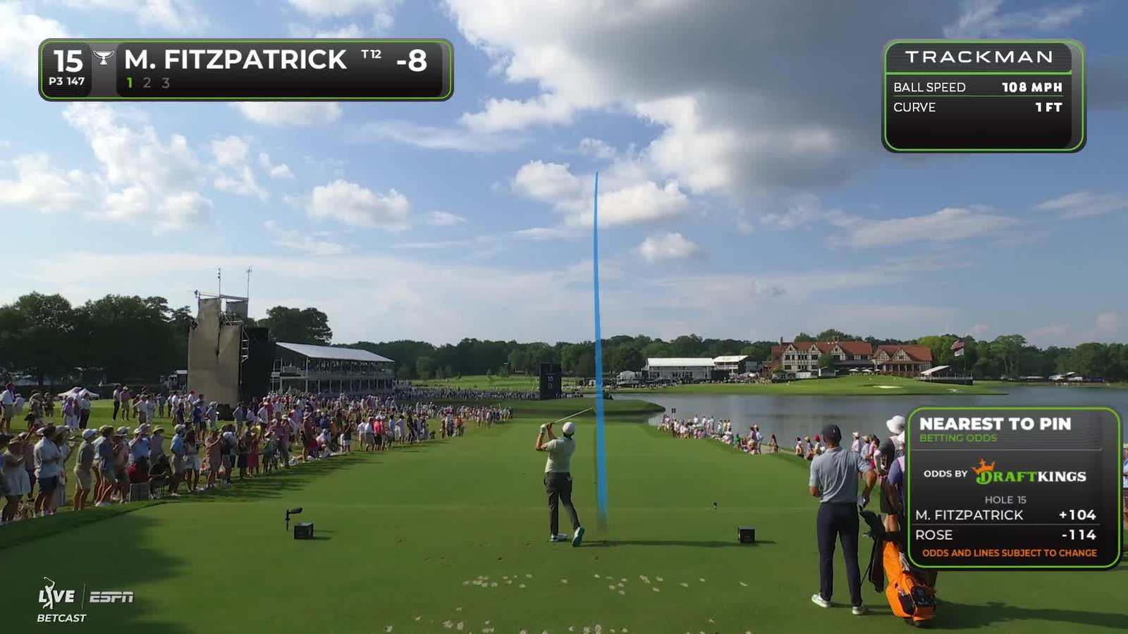 Matt Fitzpatrick sinks 18-foot putt for birdie on No. 15 at Tour Championship