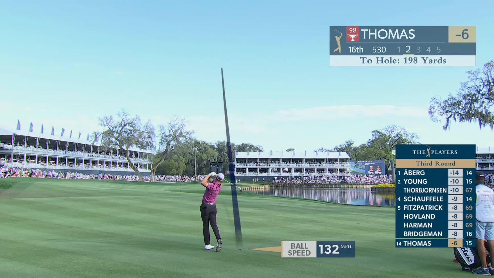 Justin Thomas hits 196-yard approach to 9 feet, sets up birdie on No. 16 at THE PLAYERS
