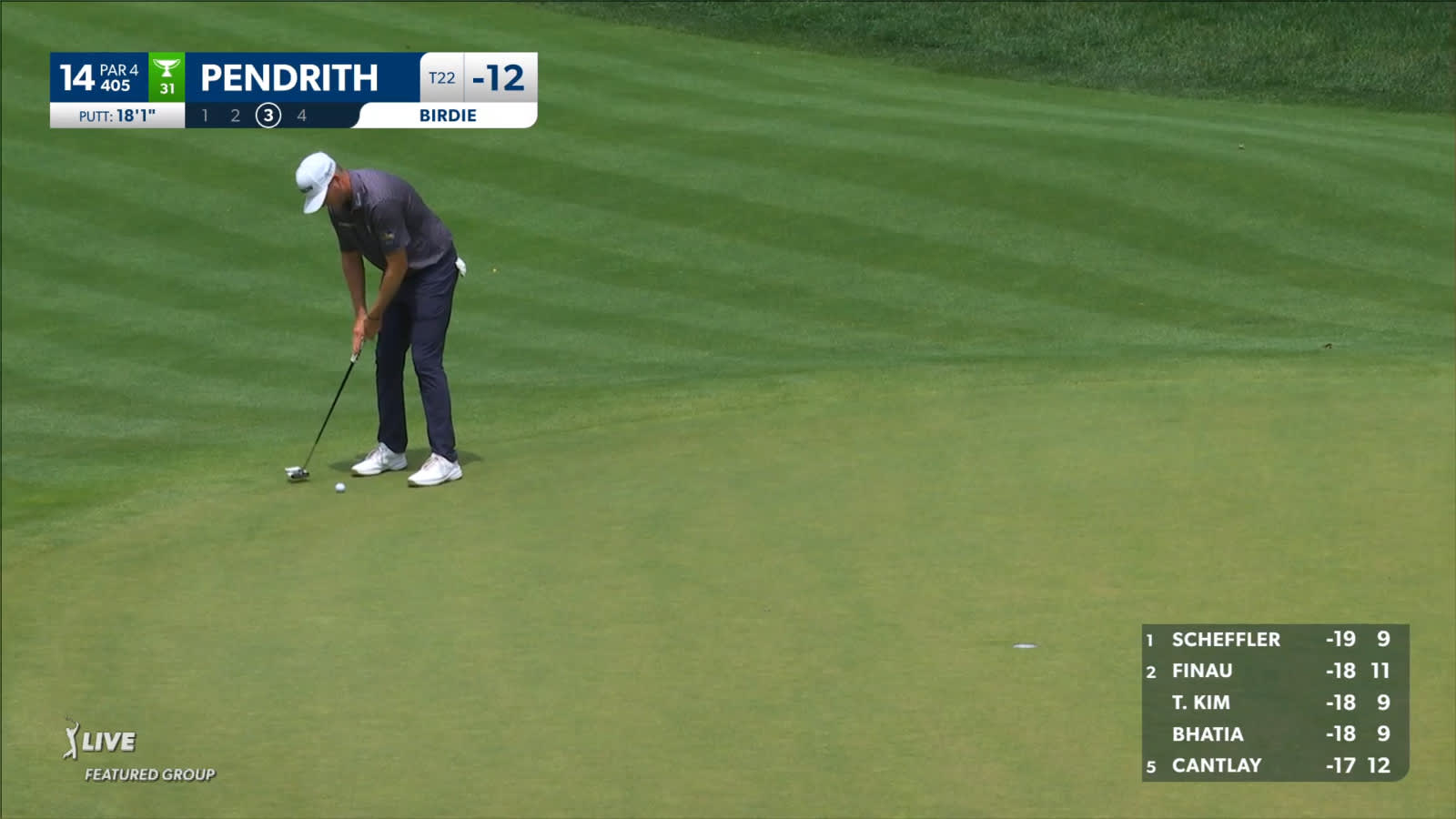 Taylor Pendrith holes 18-footer for birdie at Travelers