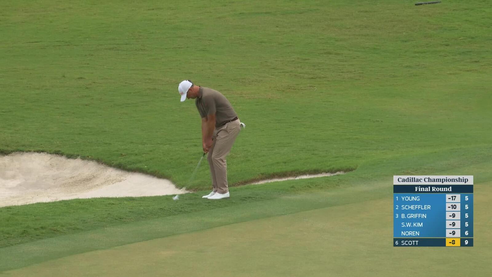 Adam Scott sinks 2-foot putt for birdie on No. 10 at Cadillac