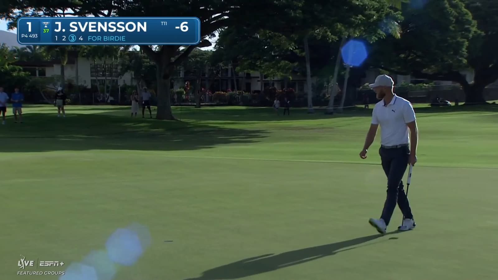 Jesper Svensson's approach to 12 feet yields birdie at Sony Open