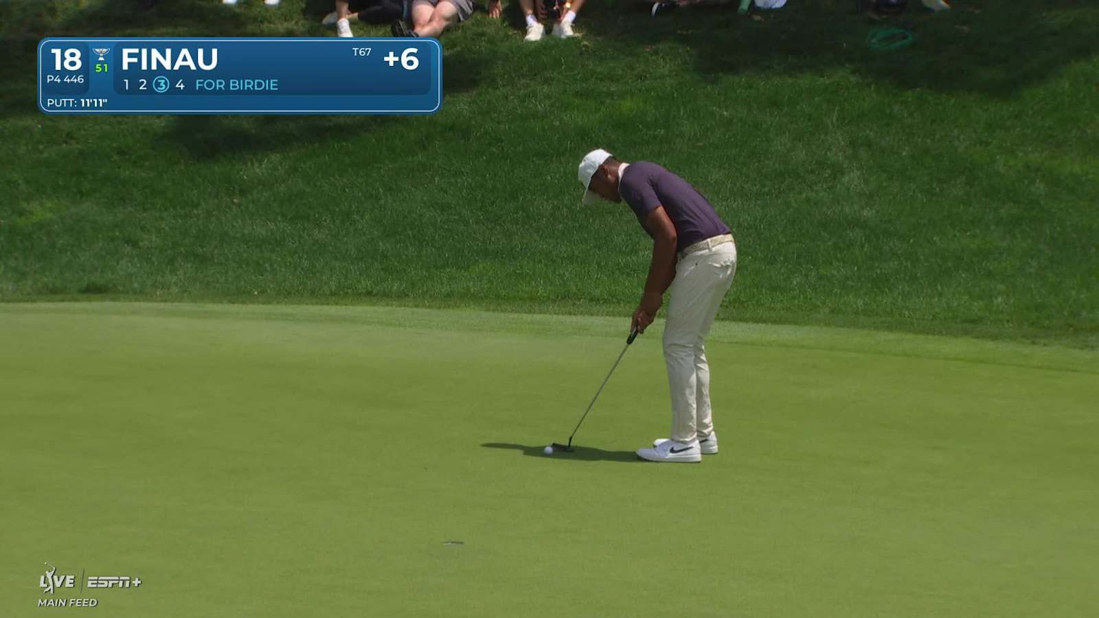 Tony Finau makes birdie on No. 18 at Travelers