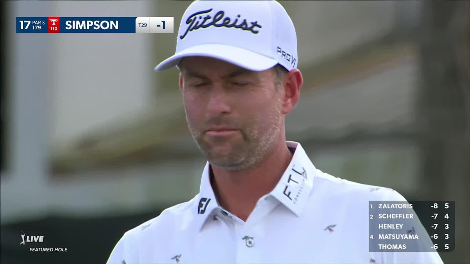 Webb Simpson judges landing of tee shot well and birdies at Arnold Palmer