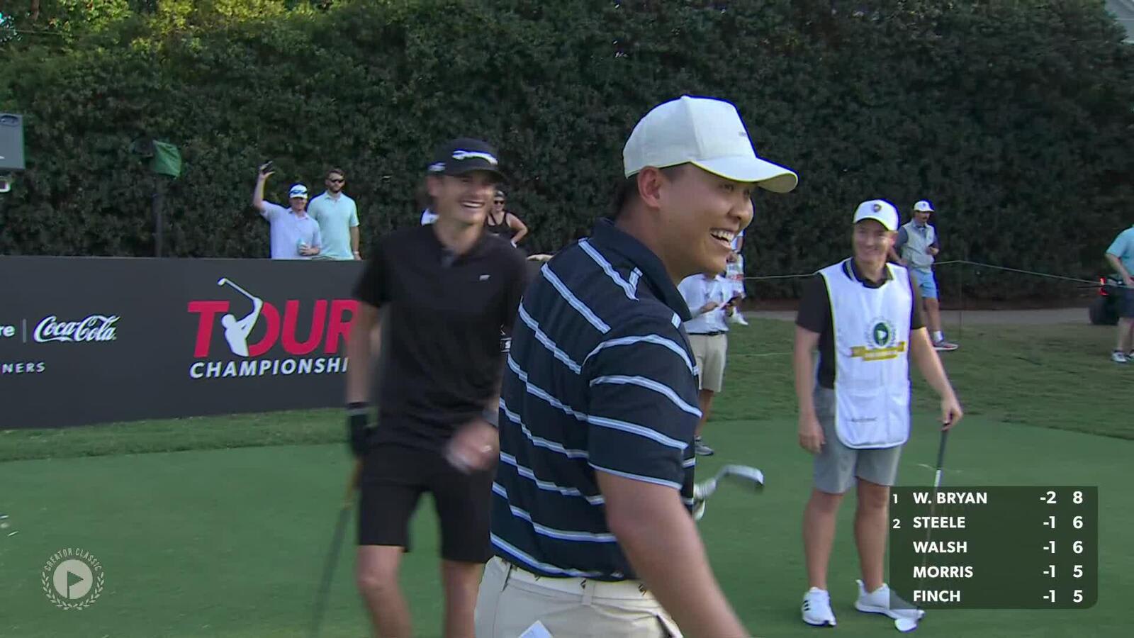 Luke Kwon throws a dart to set up birdie at Creator Classic