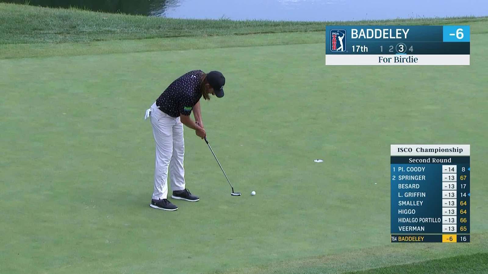 Aaron Baddeley makes birdie on No. 17 at ISCO Championship