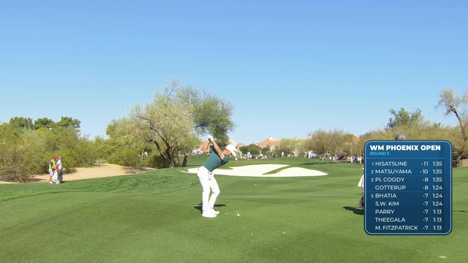 Rasmus Neergaard-Petersen hits 173-yard approach to 9 feet, sets up birdie on No. 1 at WM Phoenix Open