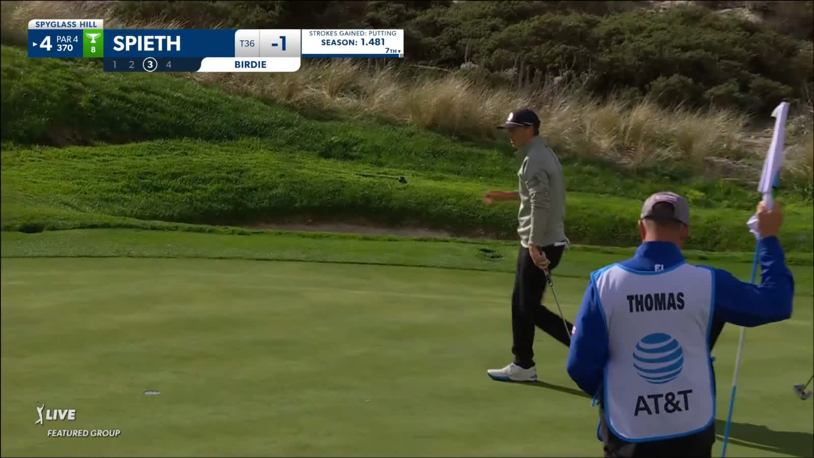 Jordan Spieth gets out of fairway rough and makes birdie at AT&T Pebble Beach
