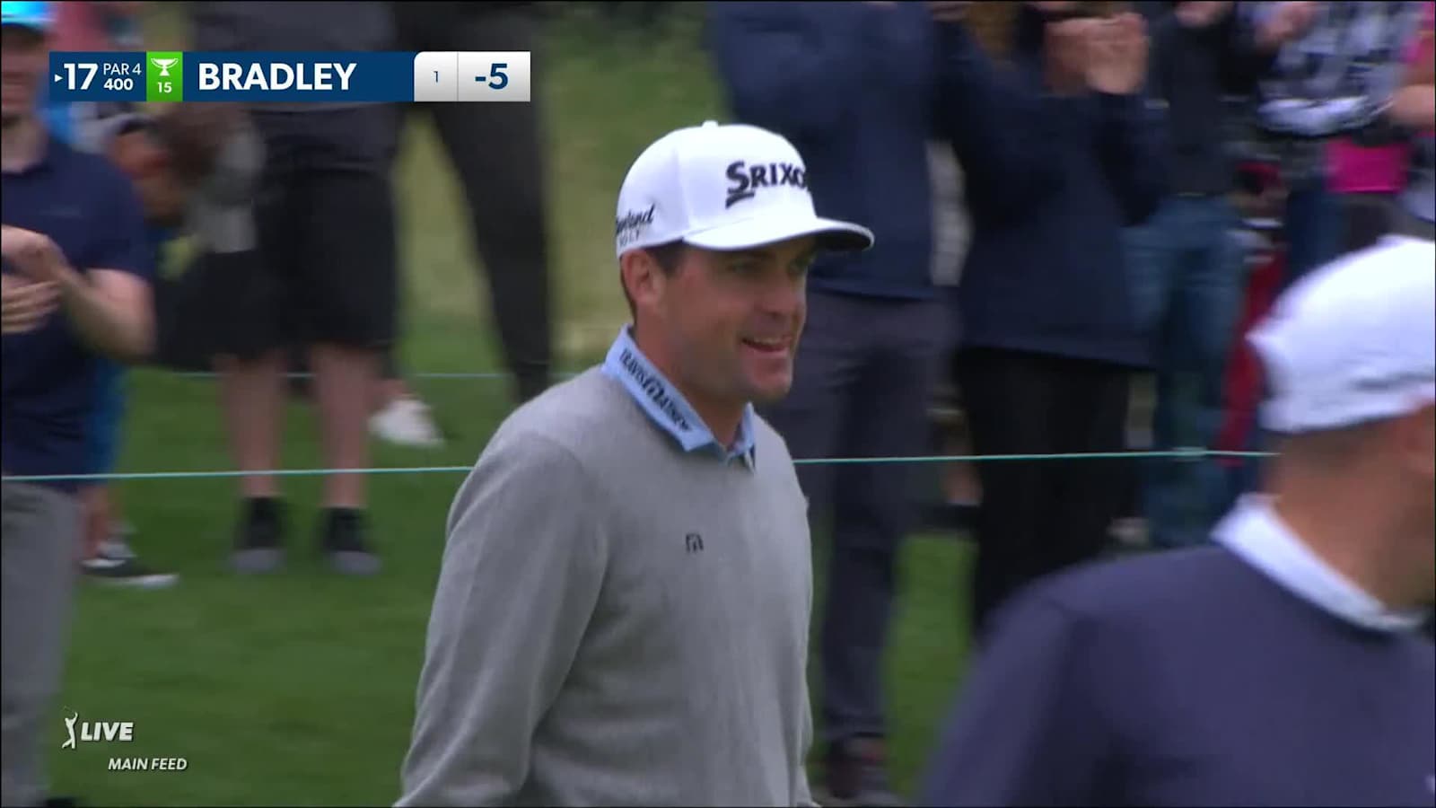 Keegan Bradley rattles flagstick with 74-footer for birdie at Travelers