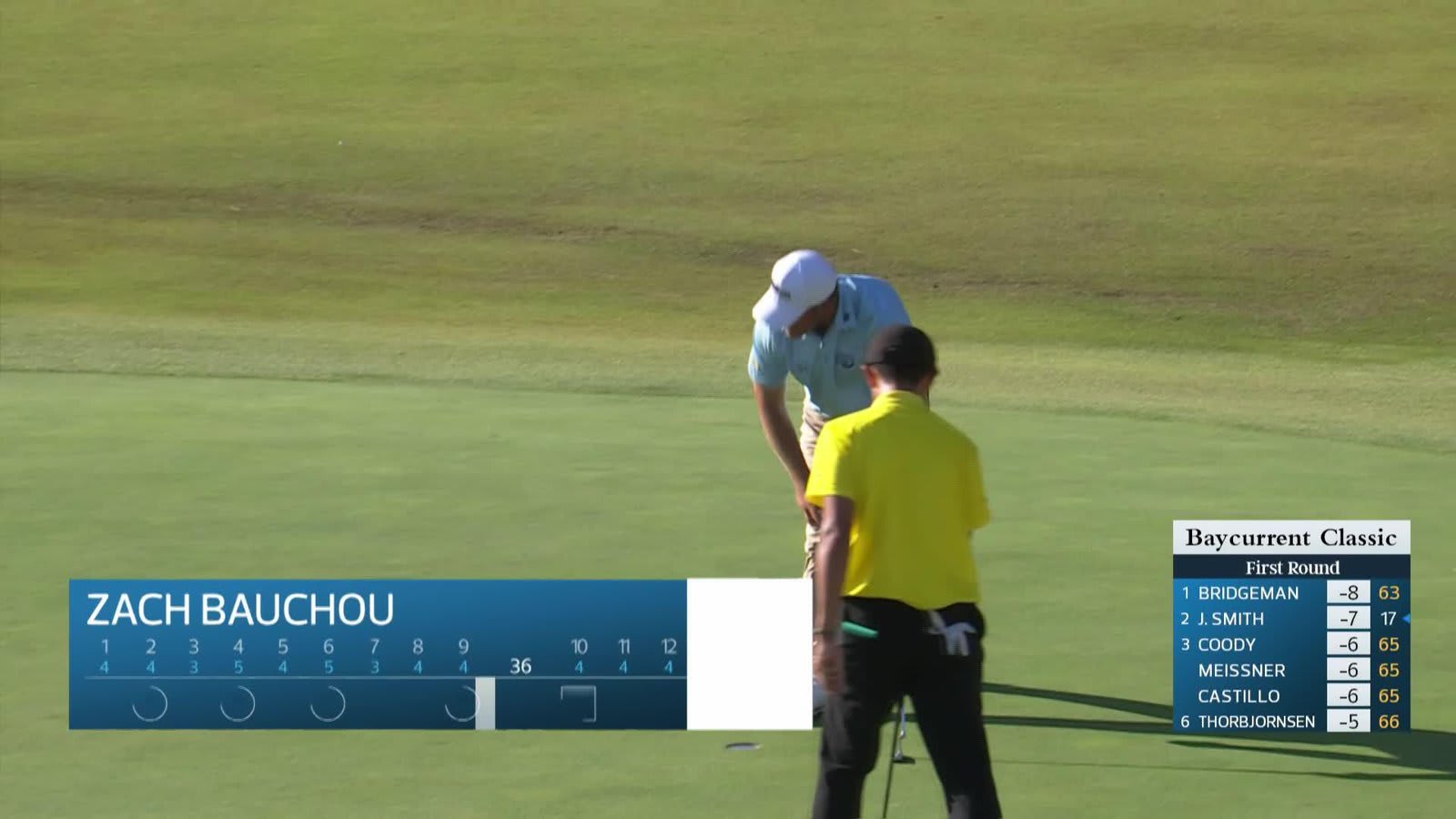 Zachary Bauchou holes putt for birdie on No. 15 at Baycurrent