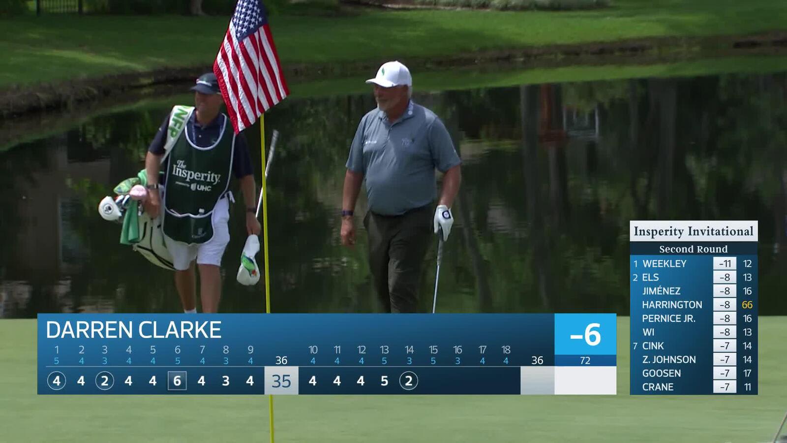 Darren Clarke holes out for birdie on No. 14 at Insperity Invitational