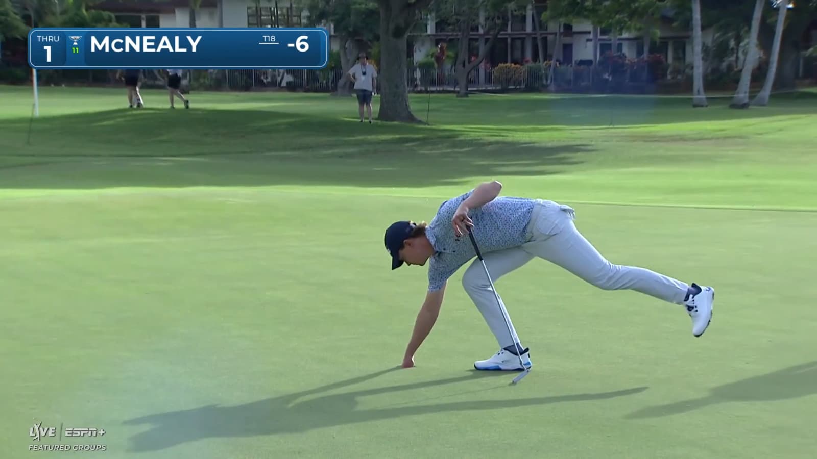 Maverick McNealy sinks a 30-foot birdie putt at Sony Open