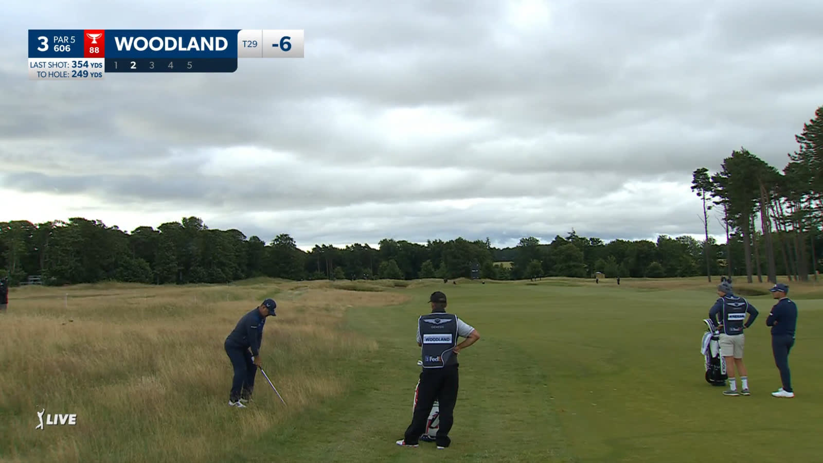 Gary Woodland escapes the rough to set up birdie at Genesis Scottish Open