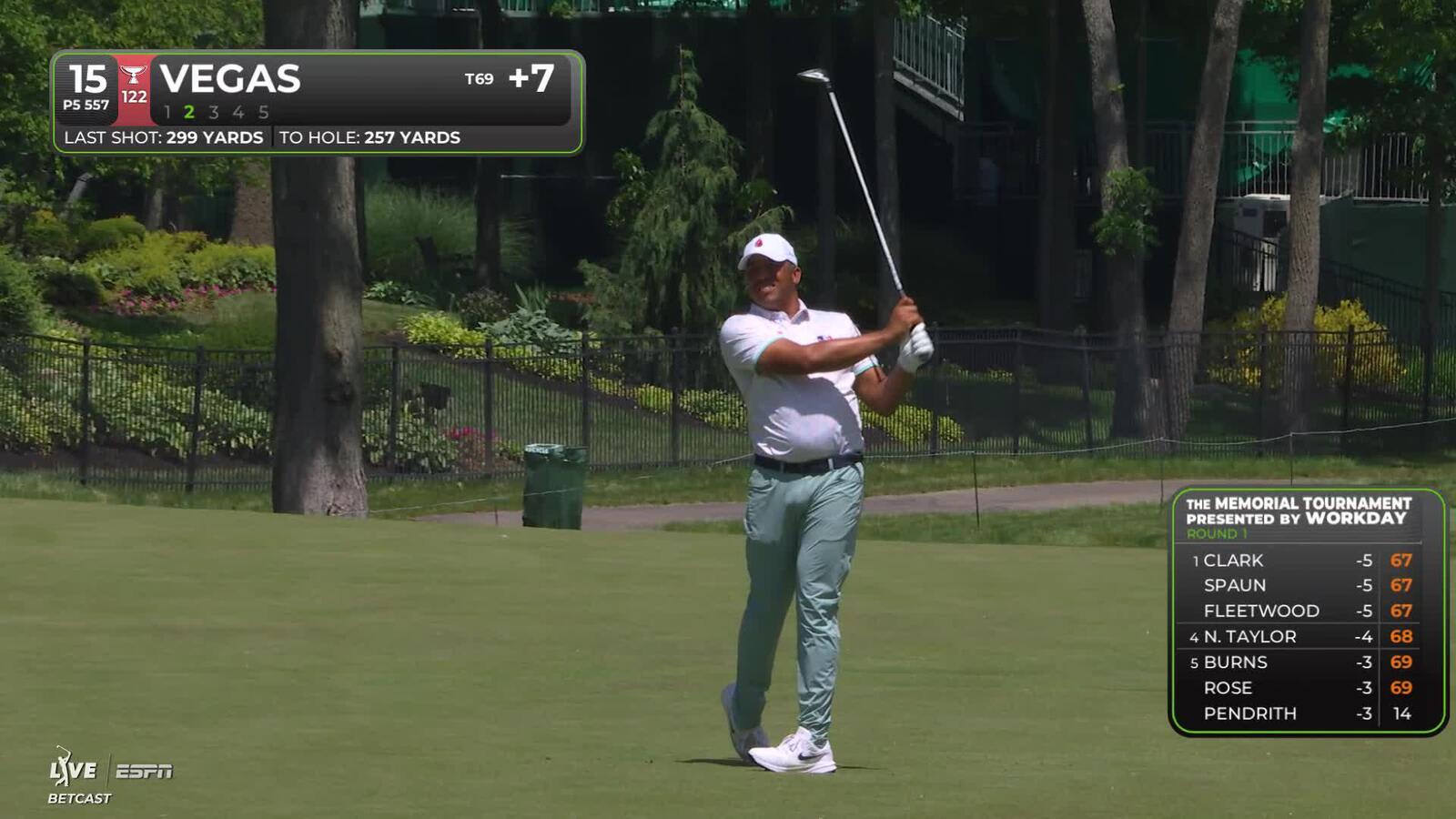 Jhonattan Vegas reaches par-5 No. 15 in two, makes birdie at the Memorial