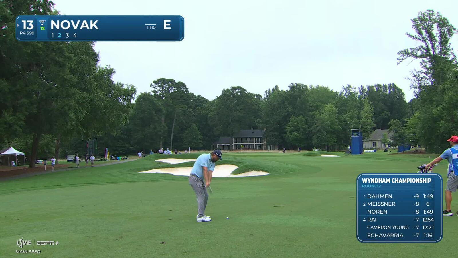 Andrew Novak makes birdie on No. 13 at Wyndham
