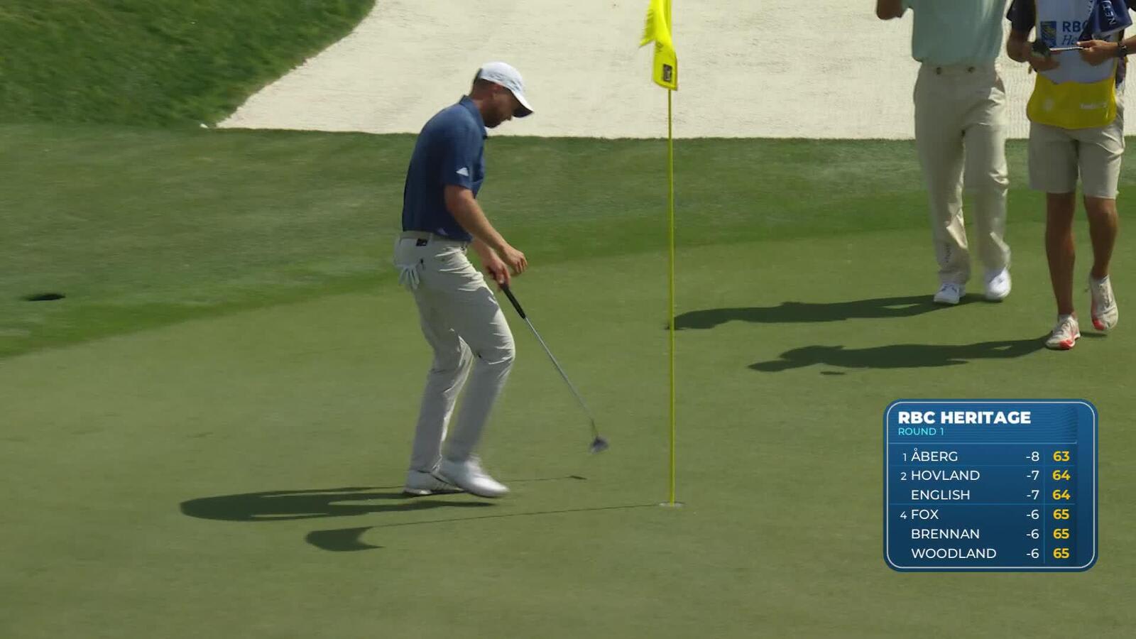 Daniel Berger uses Texas wedge for birdie on No. 18 at RBC Heritage