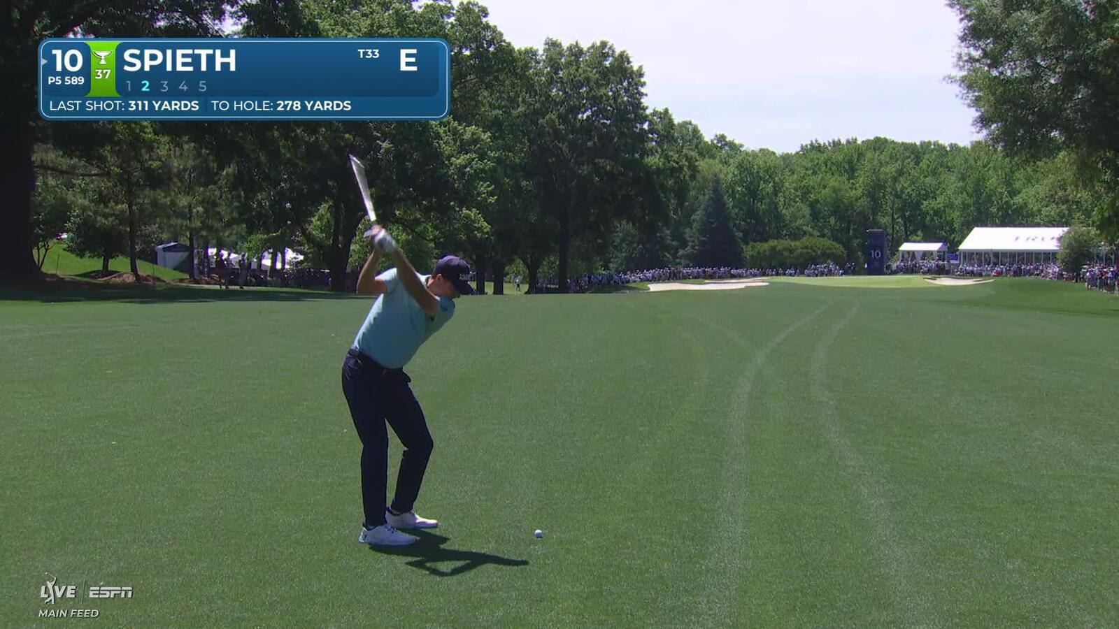 Jordan Spieth reaches par-5 No. 10 in two, makes birdie at Truist