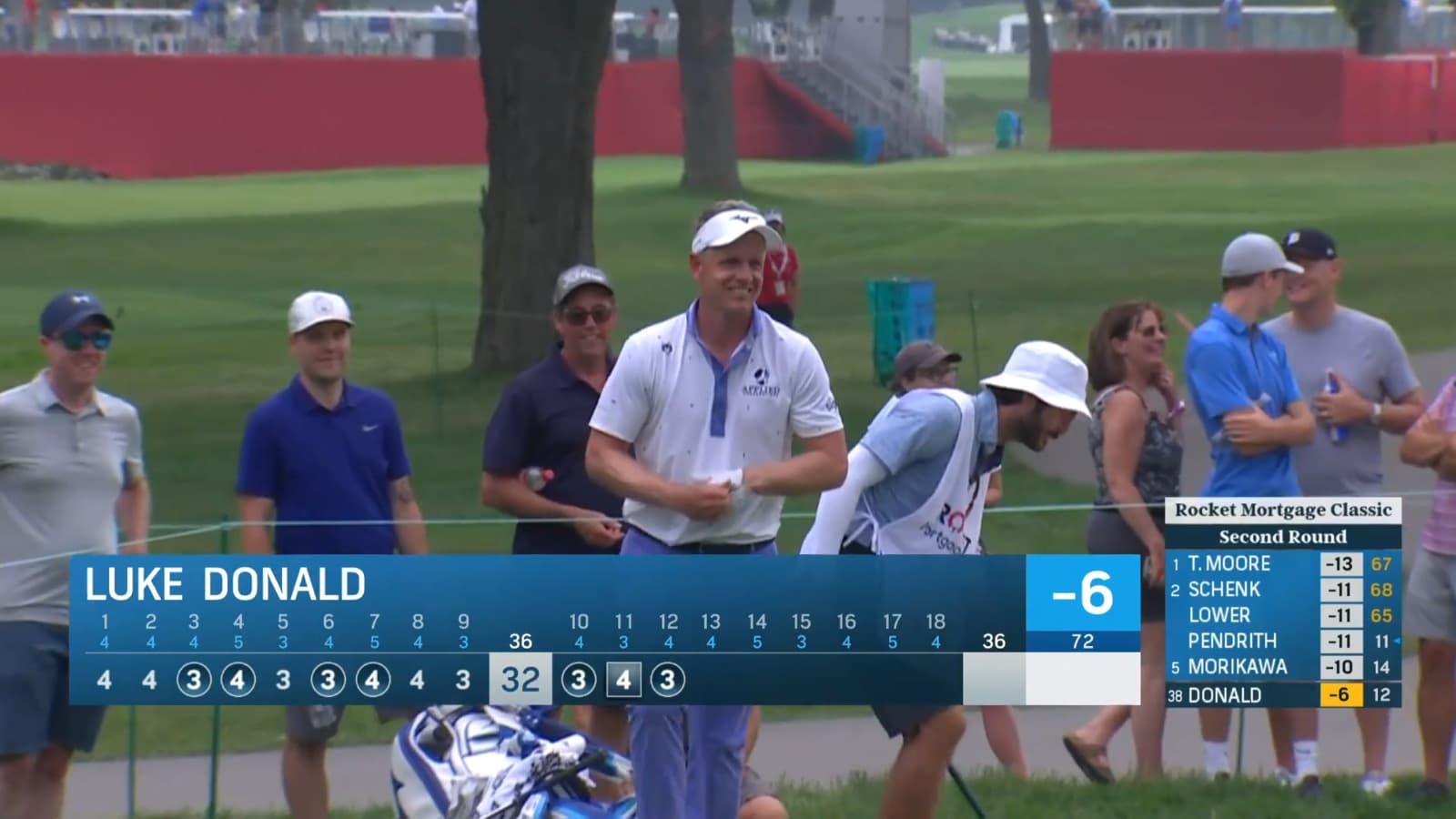 Luke Donald holes out from greenside bunker for birdie at Rocket Mortgage