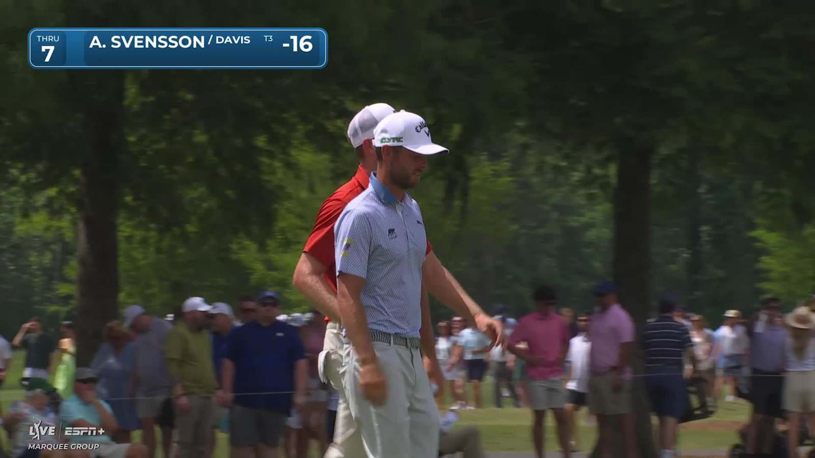 Adam Svensson makes birdie on No. 7 at Zurich Classic