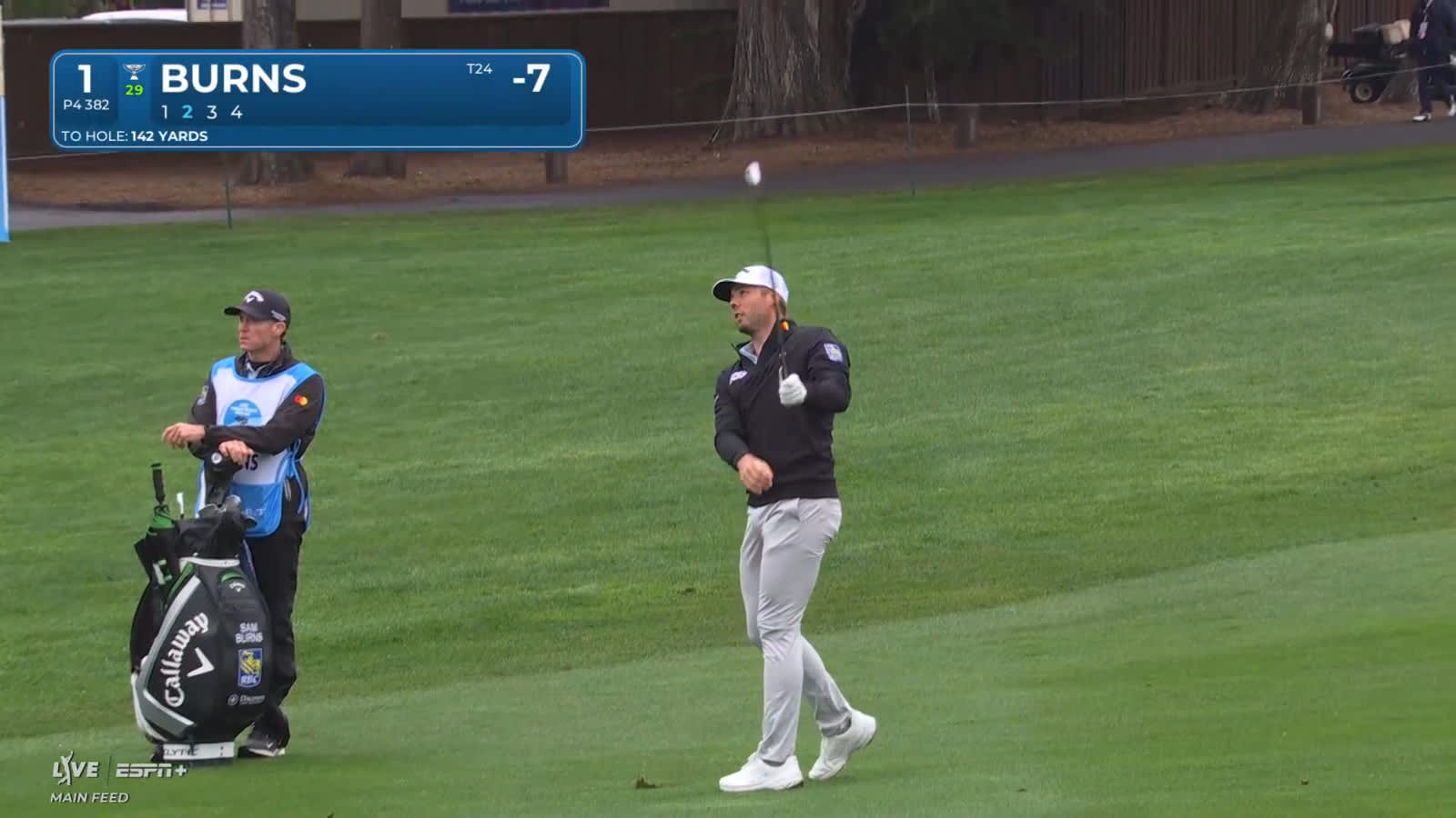 Sam Burns spins one-handed wedge to 2 feet and birdies at AT&T Pebble Beach