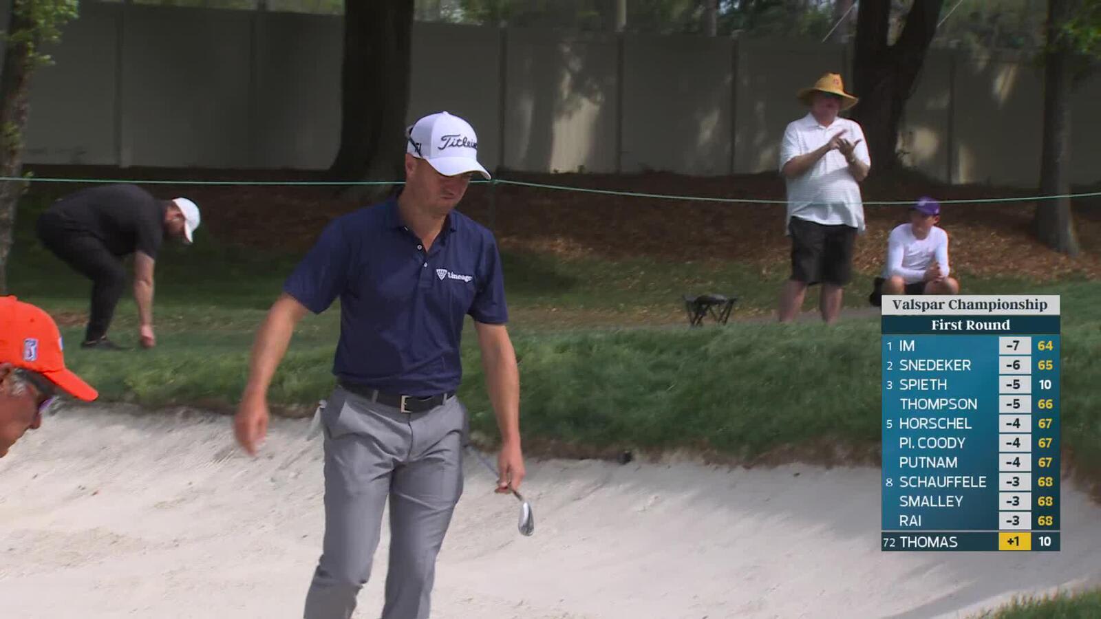 Justin Thomas gets up-and-down for birdie on No. 11 at Valspar
