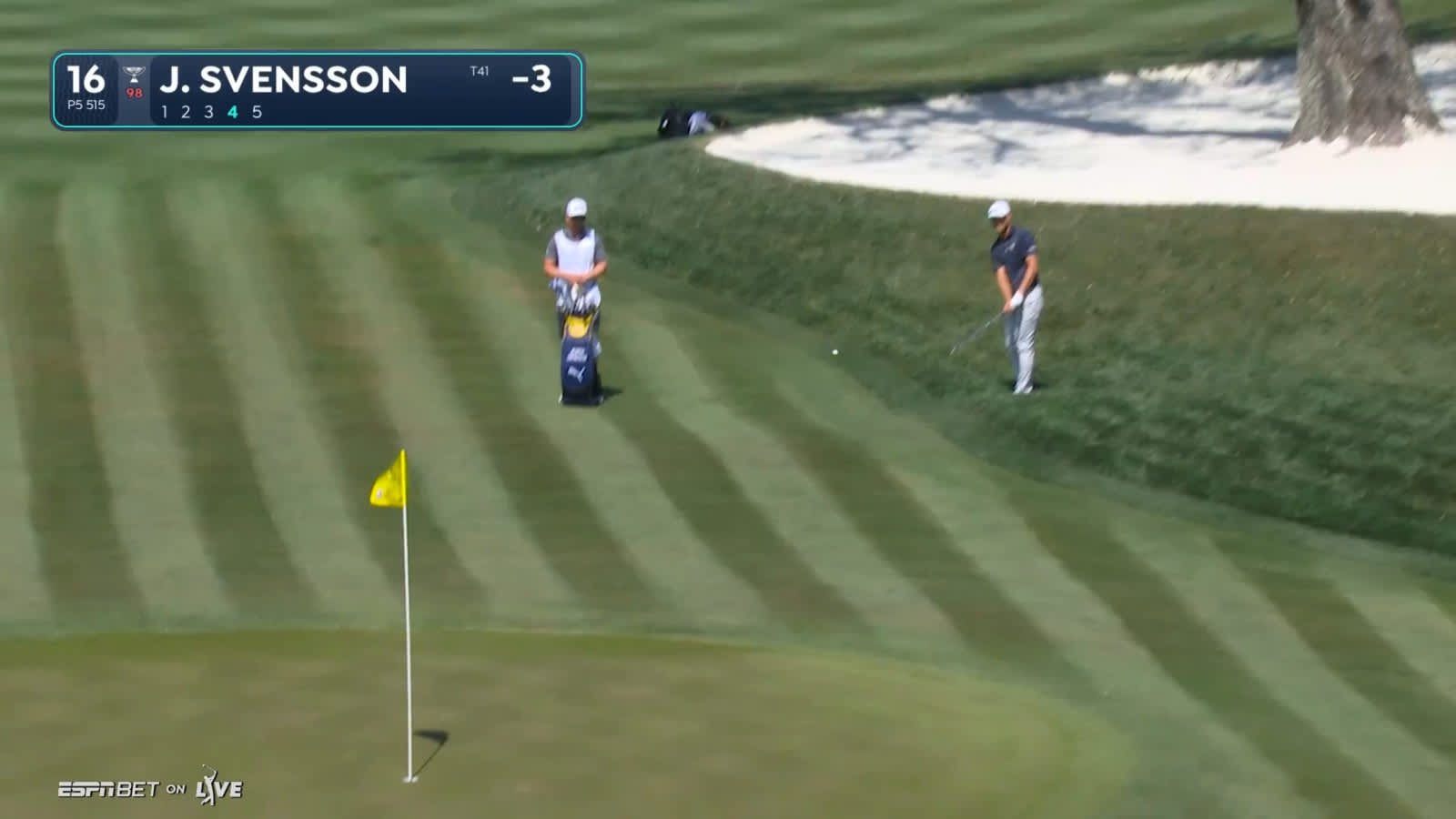 Jesper Svensson chips-in for birdie at THE PLAYERS