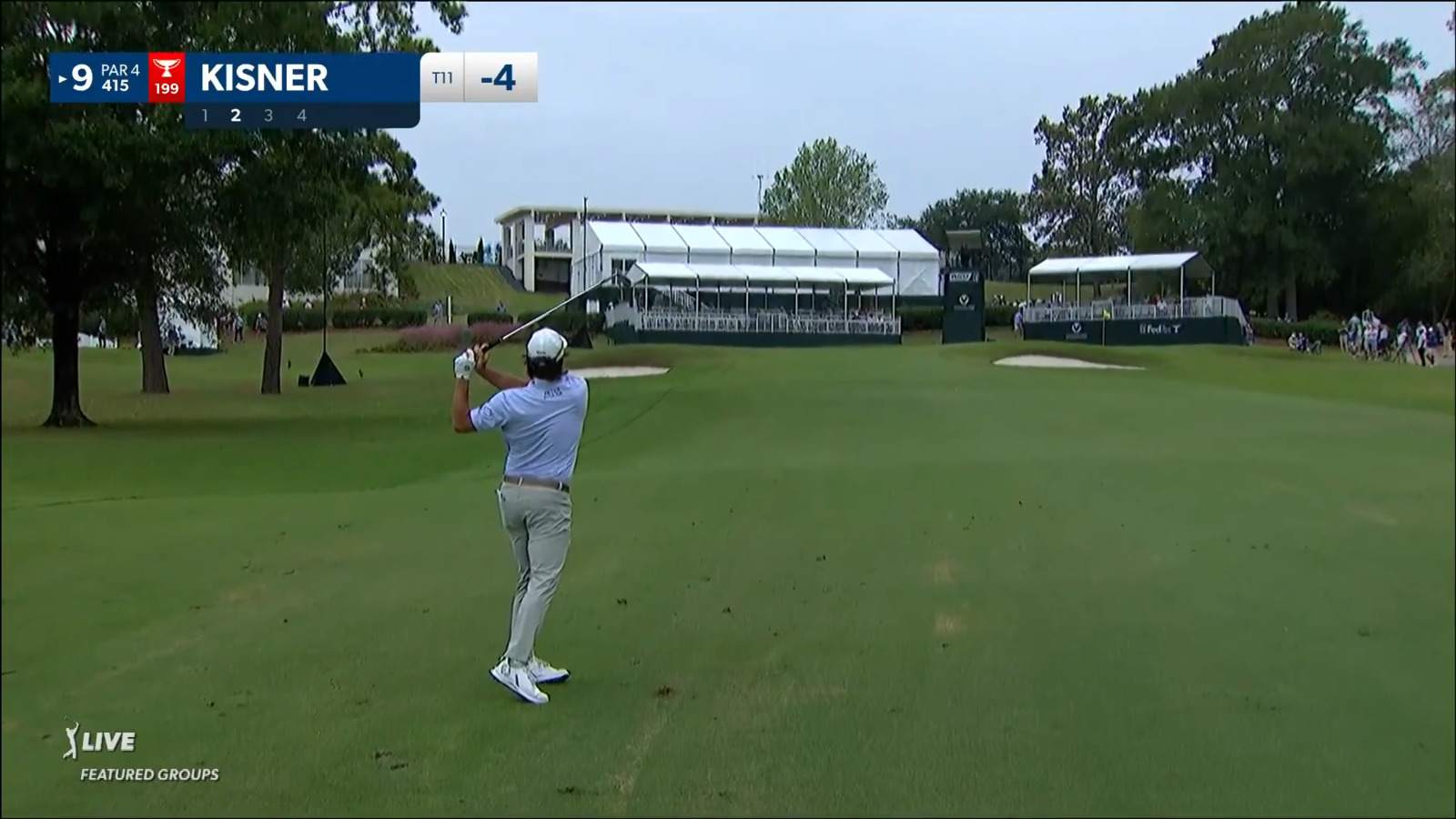 Kevin Kisner nearly holes his 115-yard approach at Sanderson Farms
