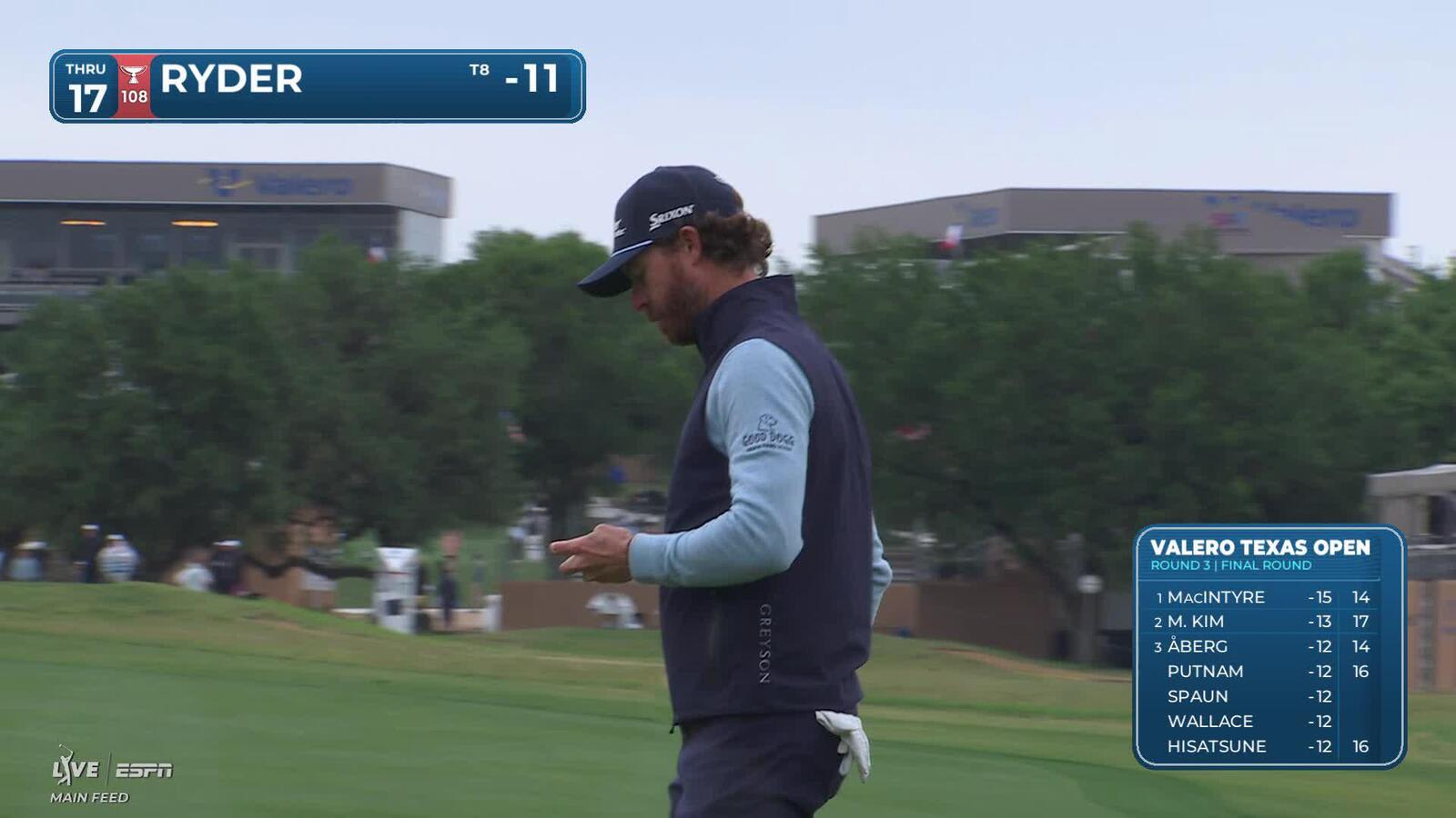 Sam Ryder drains 12-foot birdie putt on No. 17 at Valero