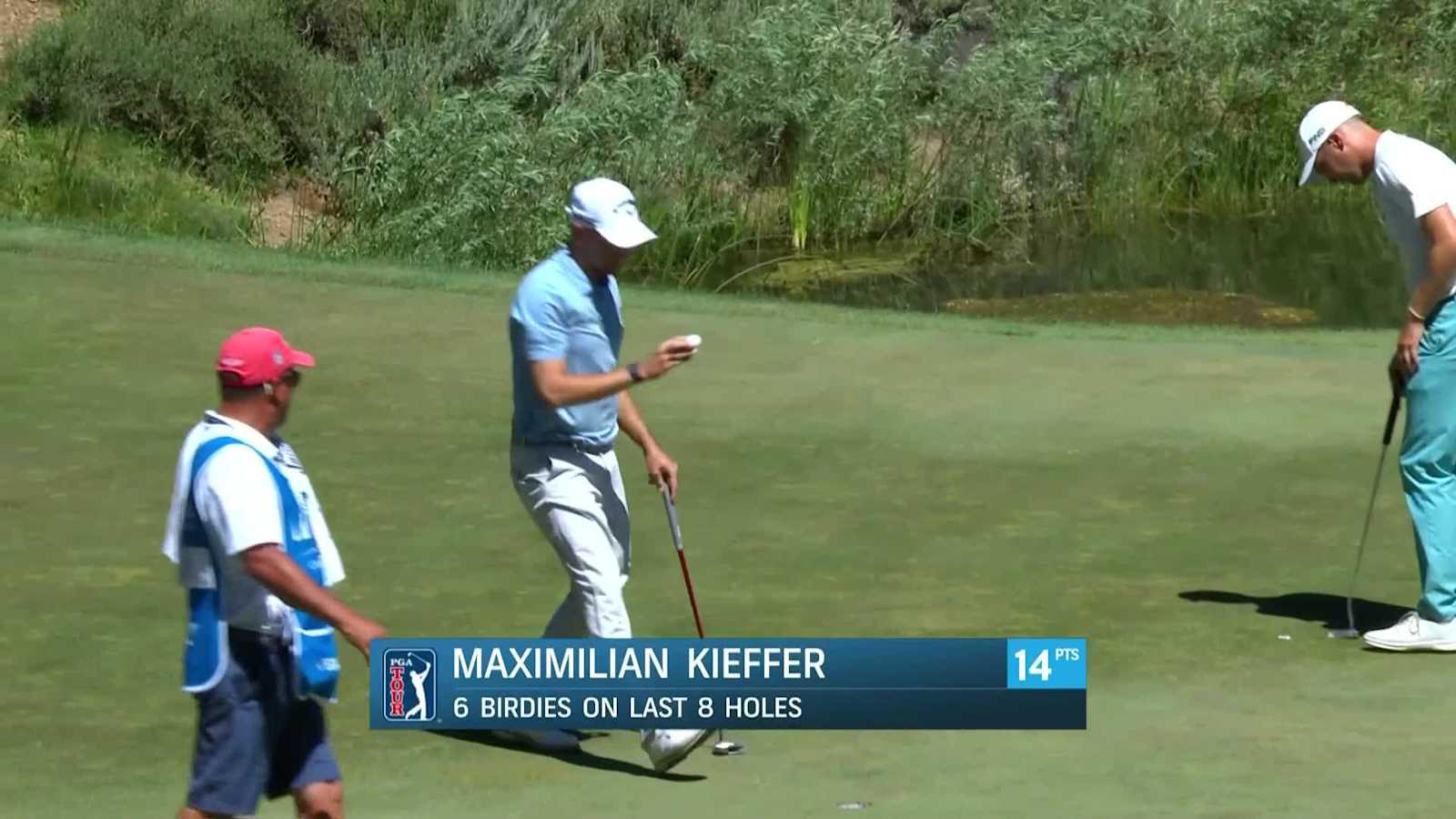 Maximilian Kieffer rolls in birdie putt at Barracuda