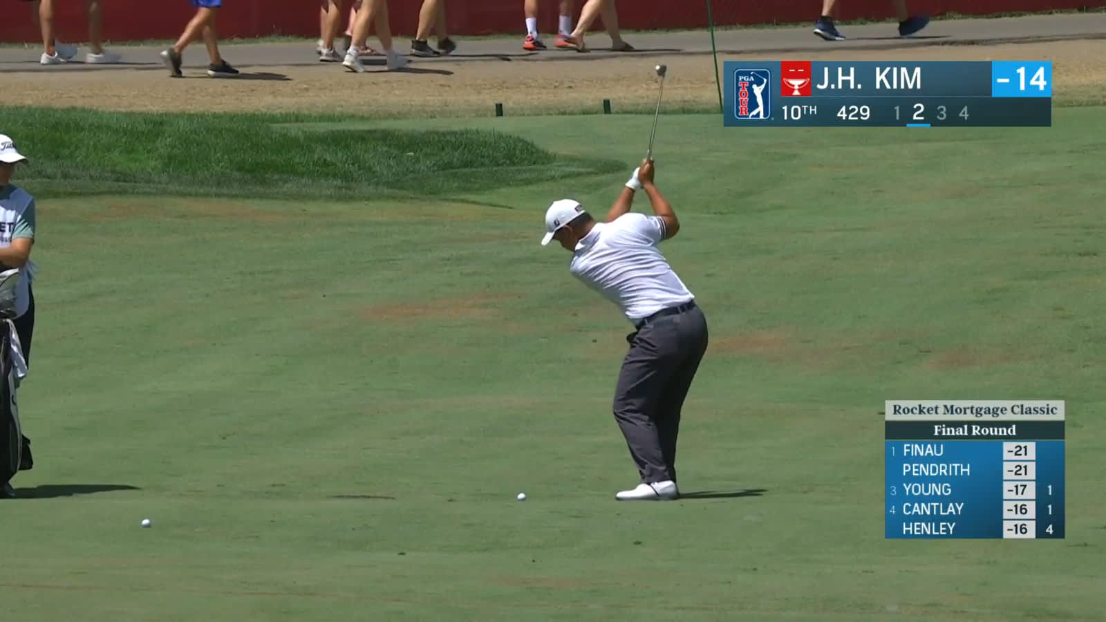 Tom Kim's 127-yard eagle hole out at Rocket Mortgage