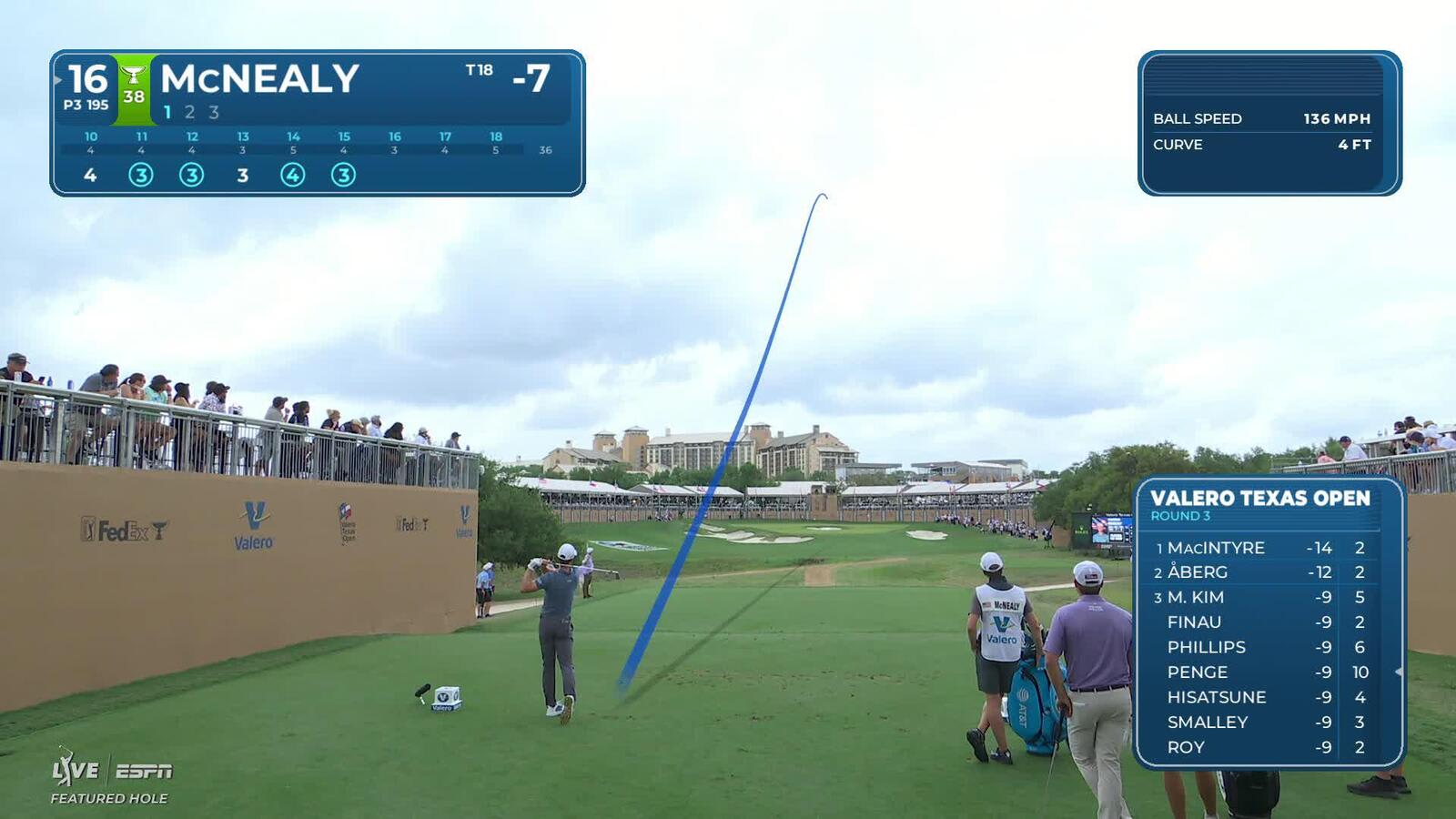 Maverick McNealy makes birdie on No. 16 at Valero