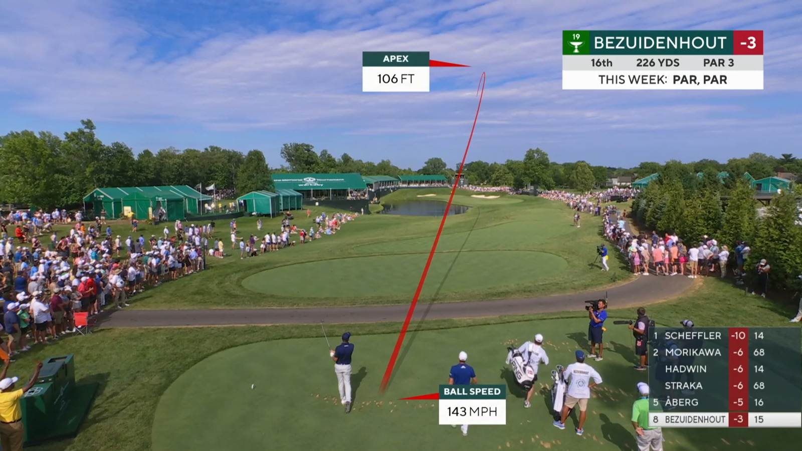 Christiaan Bezuidenhout draws in tee shot to set up birdie at the Memorial