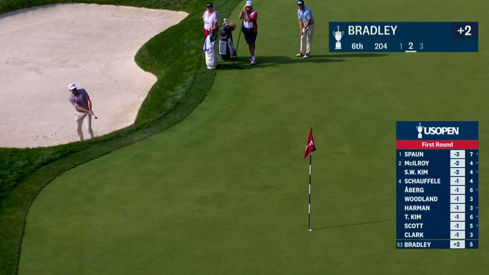 Keegan Bradley holes out from the bunker for birdie at U.S. Open