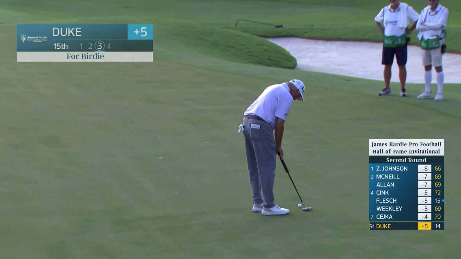 Ken Duke makes birdie on No. 15 at James Hardie Pro Football Hall of Fame Invitational