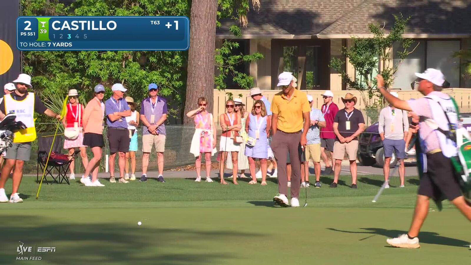 Ricky Castillo gets up-and-down from 26 feet for birdie on No. 2 at RBC Heritage